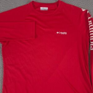 Columbia Shirt Womens XL Red Tidal Tee II Wicking Sun Shading PFG Long Sleeve